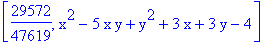 [29572/47619, x^2-5*x*y+y^2+3*x+3*y-4]